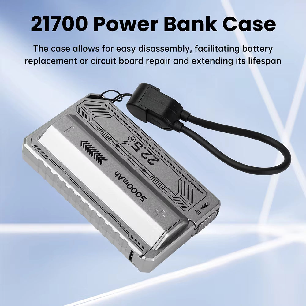 20W PD Fast Charging 21700 DIY Power Bank Case with Detachable Cables (Bare Case) 6