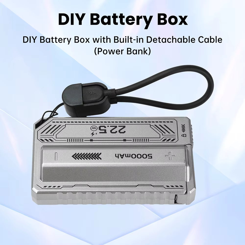 20W PD Fast Charging 21700 DIY Power Bank Case with Detachable Cables (Bare Case) 4
