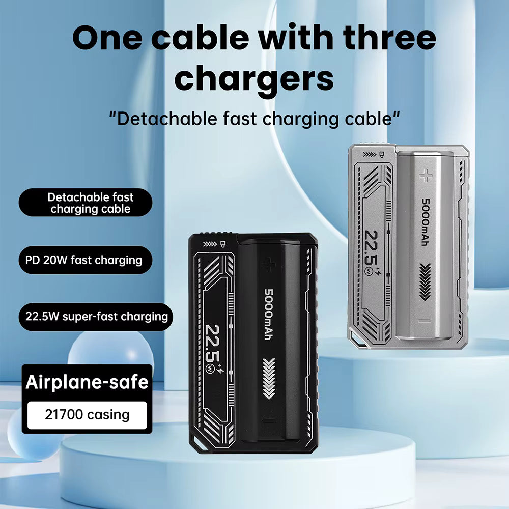 20W PD Fast Charging 21700 DIY Power Bank Case with Detachable Cables (Bare Case) 2