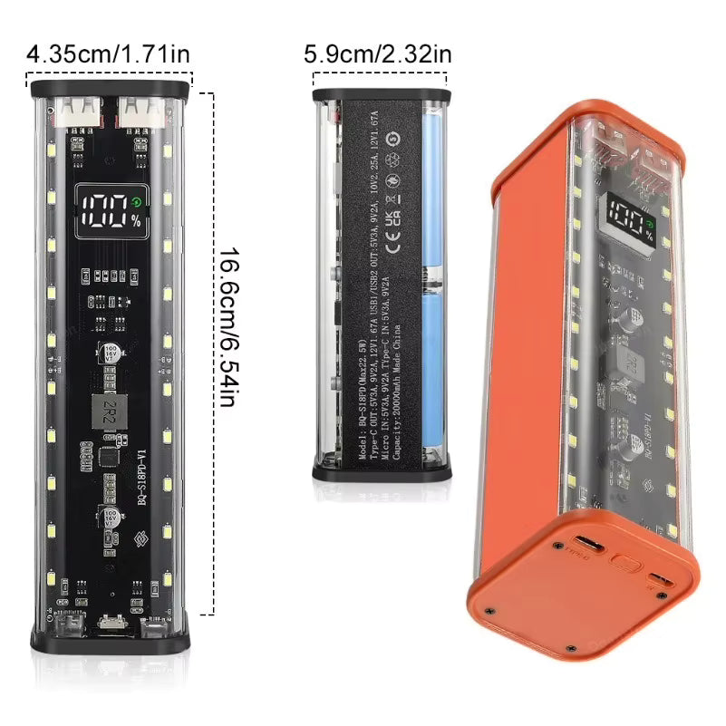 DIY 8x18650 Power Bank Case – Dual USB & Type-C/Micro Input External Battery Box Enclosure (Batteries Not Included) 5