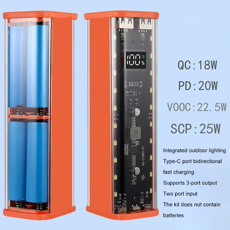 DIY 8x18650 Power Bank Case – Dual USB & Type-C/Micro Input External Battery Box Enclosure (Batteries Not Included) 2
