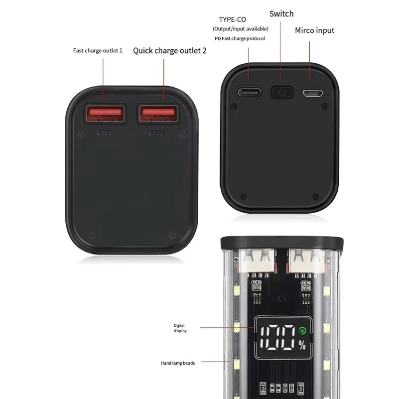 DIY 8x18650 Power Bank Case – Dual USB & Type-C/Micro Input External Battery Box Enclosure (Batteries Not Included) 3