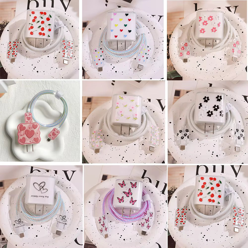 Charger Protector Cable Organiser for iPhone 15 16 14 13 Pro Max 11 12 18W 20W PD Cute Data Cable Management Cord Winder Shell 1