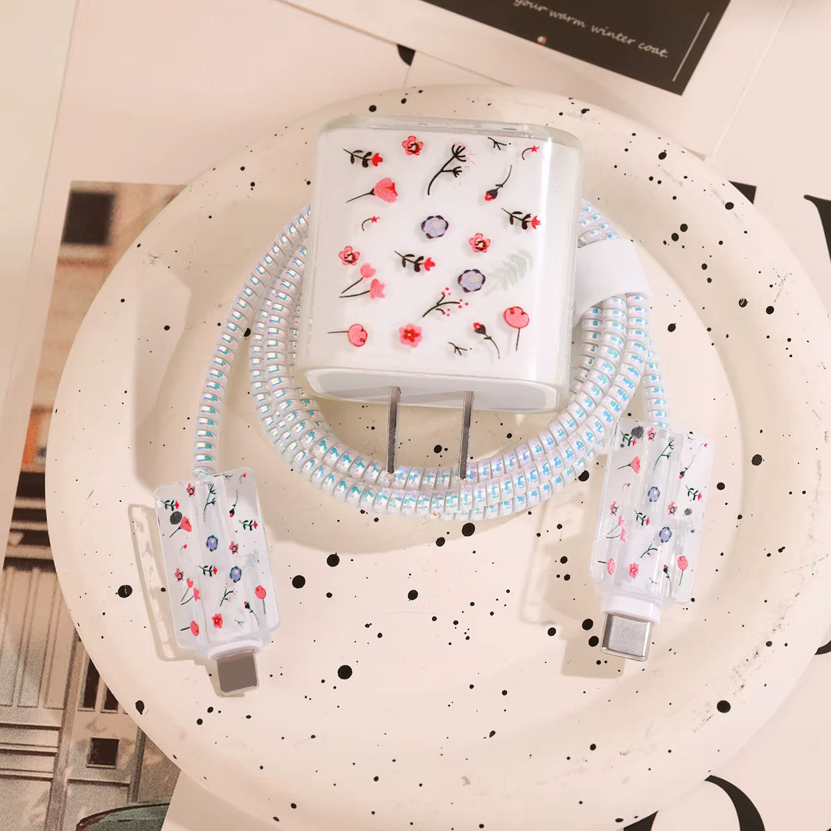 Charger Protector Cable Organiser for iPhone 15 16 14 13 Pro Max 11 12 18W 20W PD Cute Data Cable Management Cord Winder Shell 3