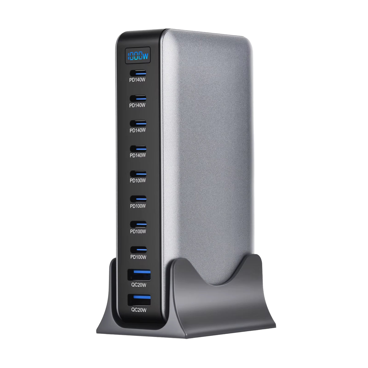 1000W 10-Port GaN Desktop Adapter 140W PD Fast Charging for MacBook Pro Laptop, 100W for Phone Tablet, Multi Port USB Hub Statio 2