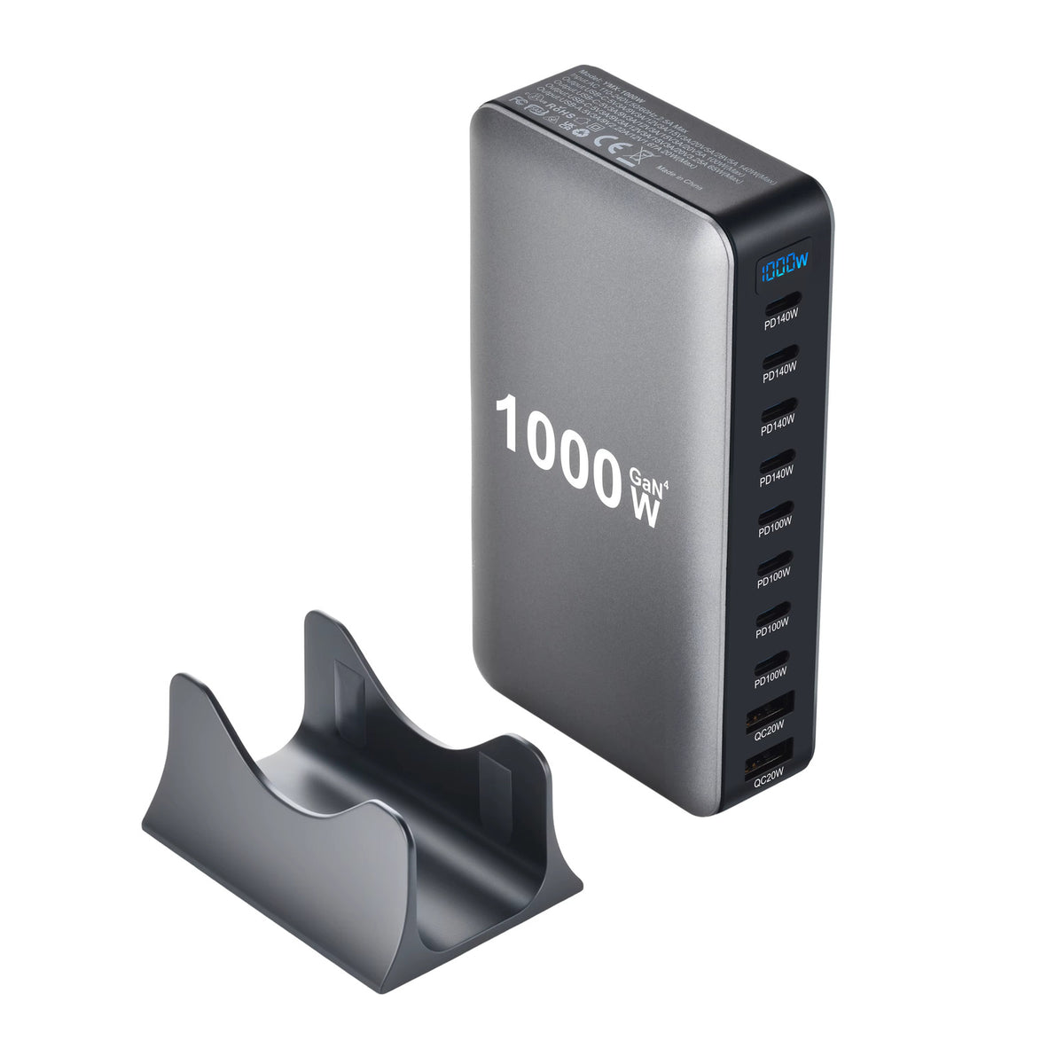 1000W 10-Port GaN Desktop Adapter 140W PD Fast Charging for MacBook Pro Laptop, 100W for Phone Tablet, Multi Port USB Hub Statio 3