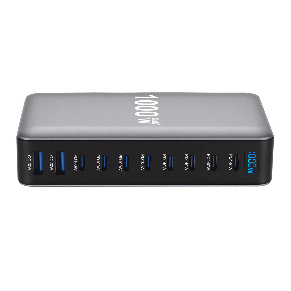 1000W 10-Port GaN Desktop Adapter 140W PD Fast Charging for MacBook Pro Laptop, 100W for Phone Tablet, Multi Port USB Hub Statio 4