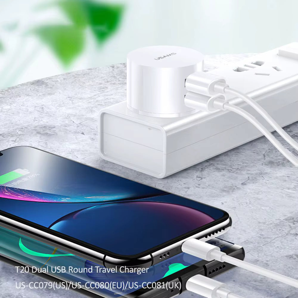 5V 2.1A White Dual USB Charger Quick Charge Wall Charger Mobile Phone Charging Mini Round Adapter Travel Charger 4