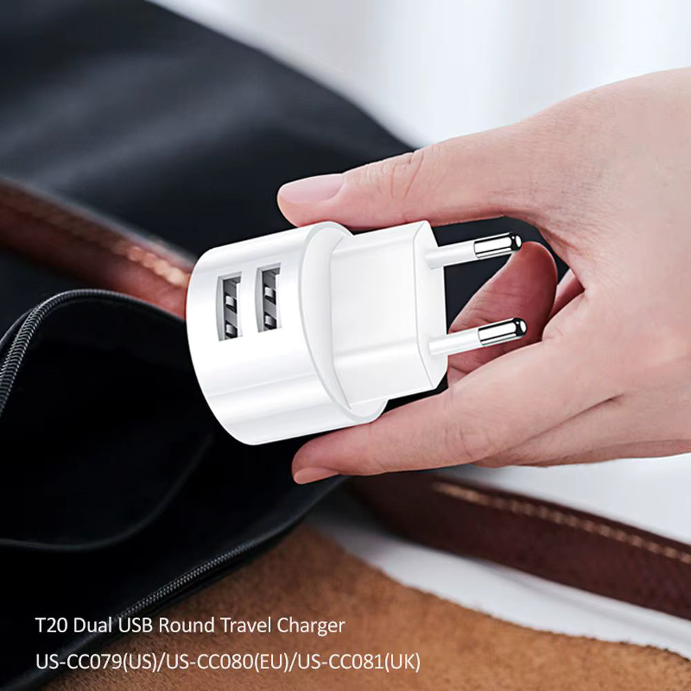 5V 2.1A White Dual USB Charger Quick Charge Wall Charger Mobile Phone Charging Mini Round Adapter Travel Charger 6