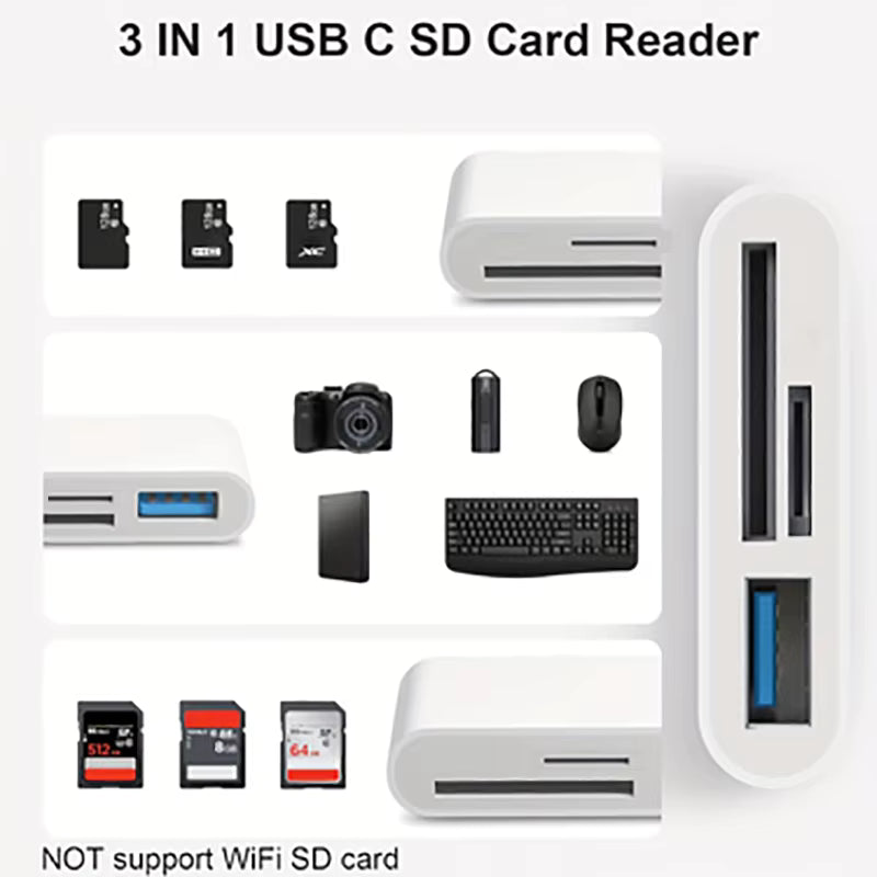 USB C To SD/TF Memory Card Reader, 3-in-1 USB C Card Read Compatible With iPhone 15 Pro iPad Mac MacBook Laptop Android,PC & Acc 2