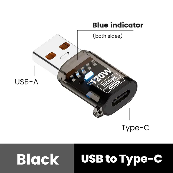 120W Type C To USB A OTG Adapter Fast Charging USB3.2 To Type C Female Adapter Fast Charging OTG For iPhone 15 16 Macbook iPad