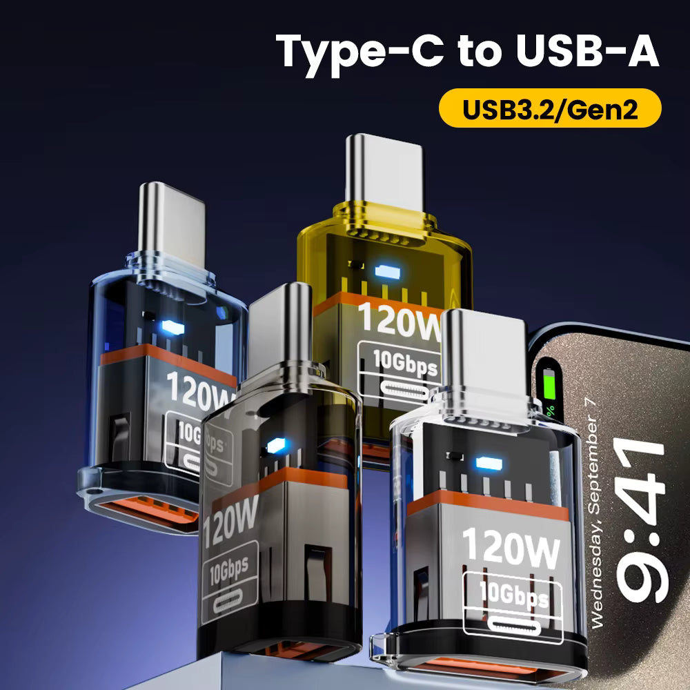 120W Type C To USB A OTG Adapter Fast Charging USB3.2 To Type C Female Adapter Fast Charging OTG For iPhone 15 16 Macbook iPad 3