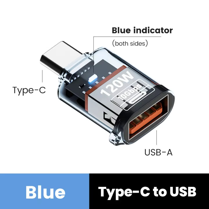120W Type C To USB A OTG Adapter Fast Charging USB3.2 To Type C Female Adapter Fast Charging OTG For iPhone 15 16 Macbook iPad