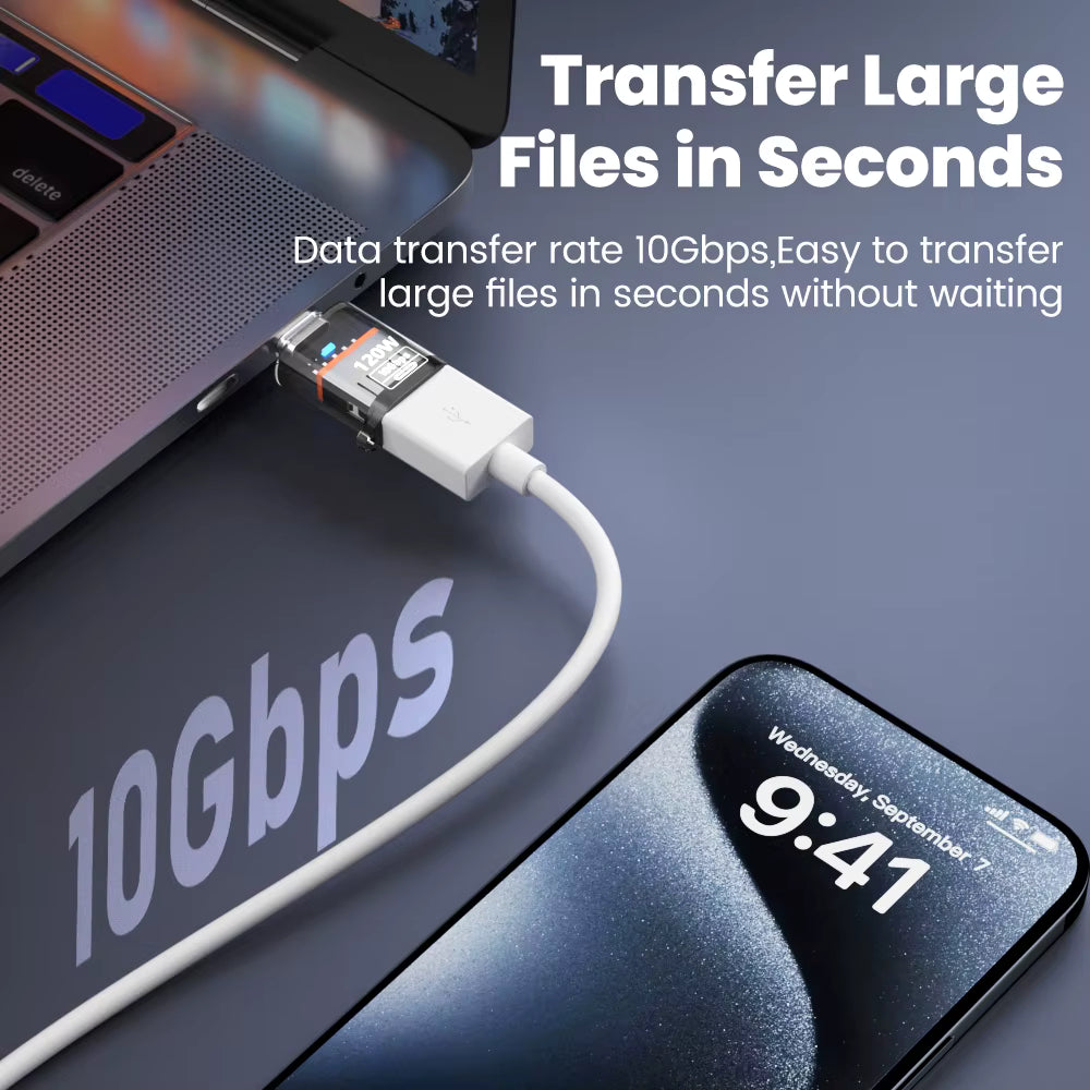 120W Type C To USB A OTG Adapter Fast Charging USB3.2 To Type C Female Adapter Fast Charging OTG For iPhone 15 16 Macbook iPad 4