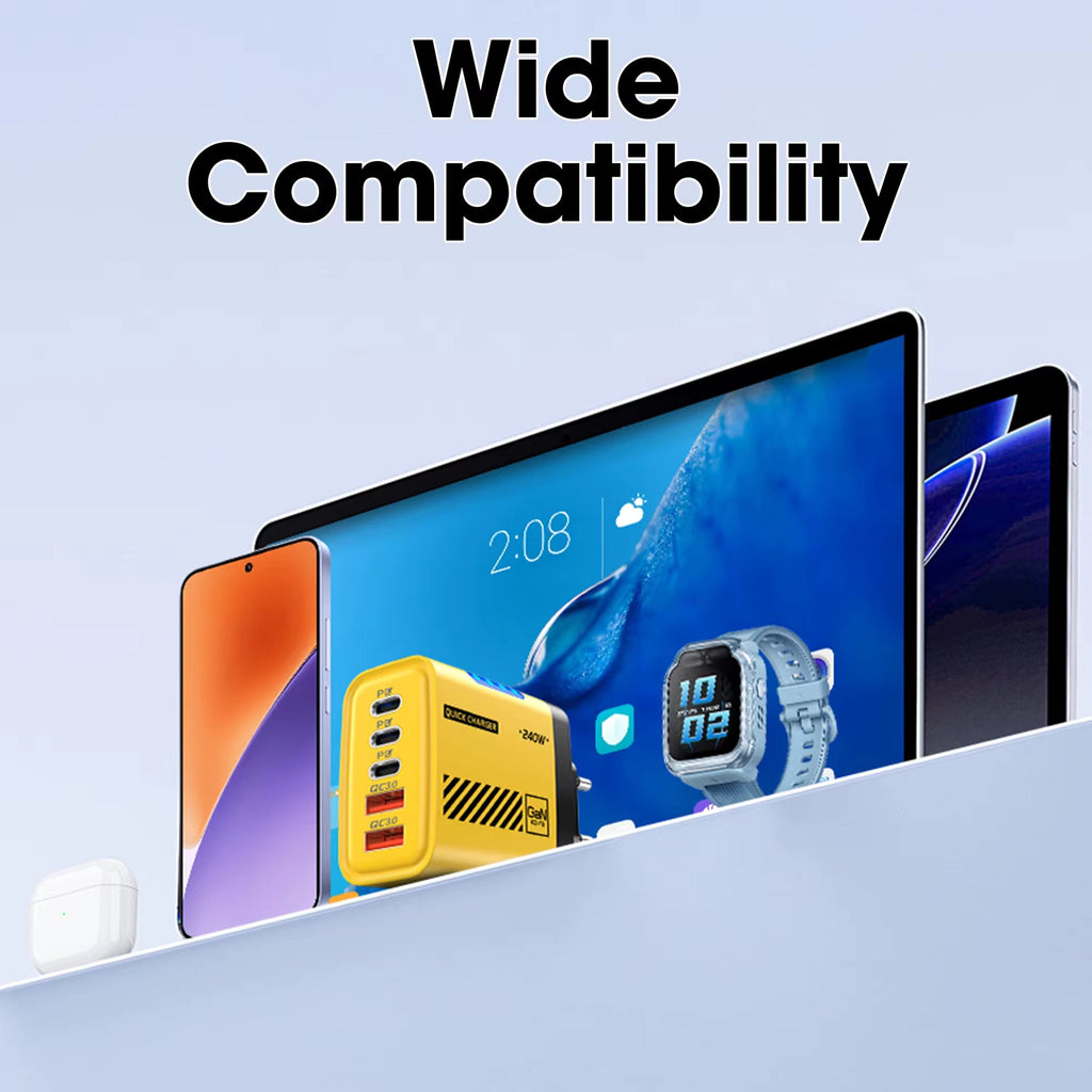 5 Port GaN USB C Charger 240W PD Fast Charger Phone Adapter Wall Charger For iPhone Samsung Xiaomi Huawei Fast Charging Plug 5