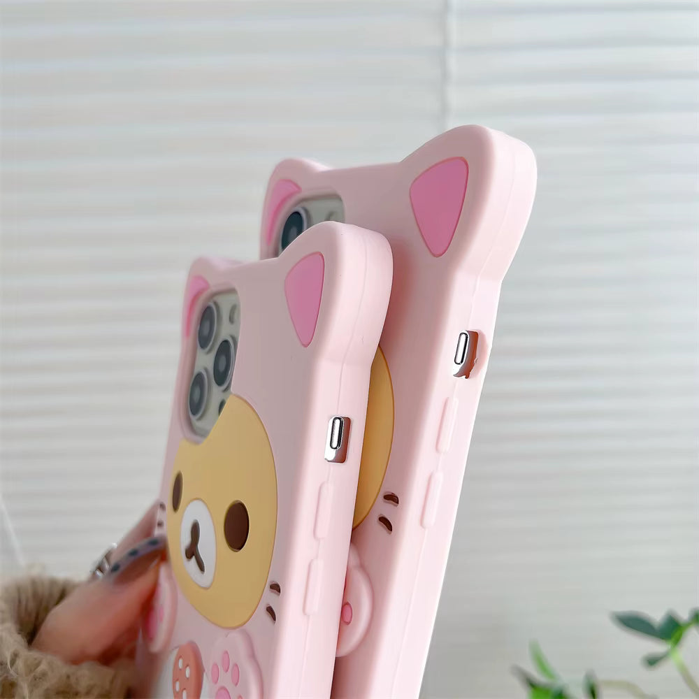 Cute Rilakkuma Bear Case For iPhone 17 Pro max 16 15 14 13 12 Mini 11 Pro Max Xs XR 6 7 8 Plus SE Kawaii Cat Silicone Soft Cover 6