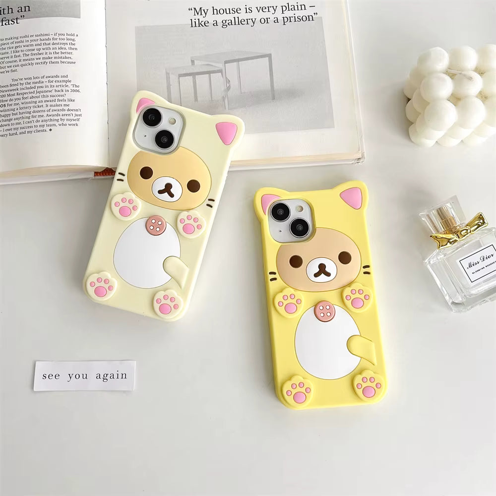 Cute Rilakkuma Bear Case For iPhone 17 Pro max 16 15 14 13 12 Mini 11 Pro Max Xs XR 6 7 8 Plus SE Kawaii Cat Silicone Soft Cover 3