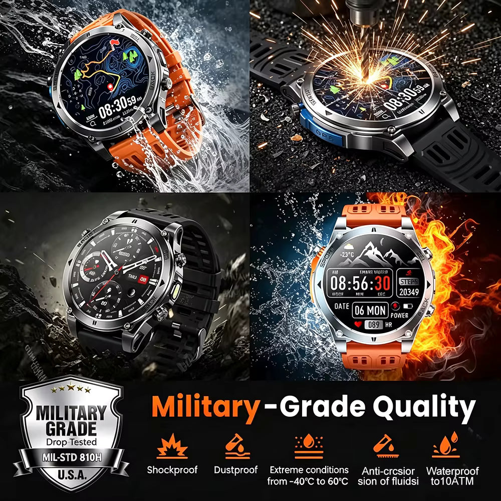 T-RX 4 Ultra Outdoor Smart Watch 1.7inch HD AMOLED GPS Tracking Altitude Barometer Compass Call 170+Sports Modes Smart watch 5
