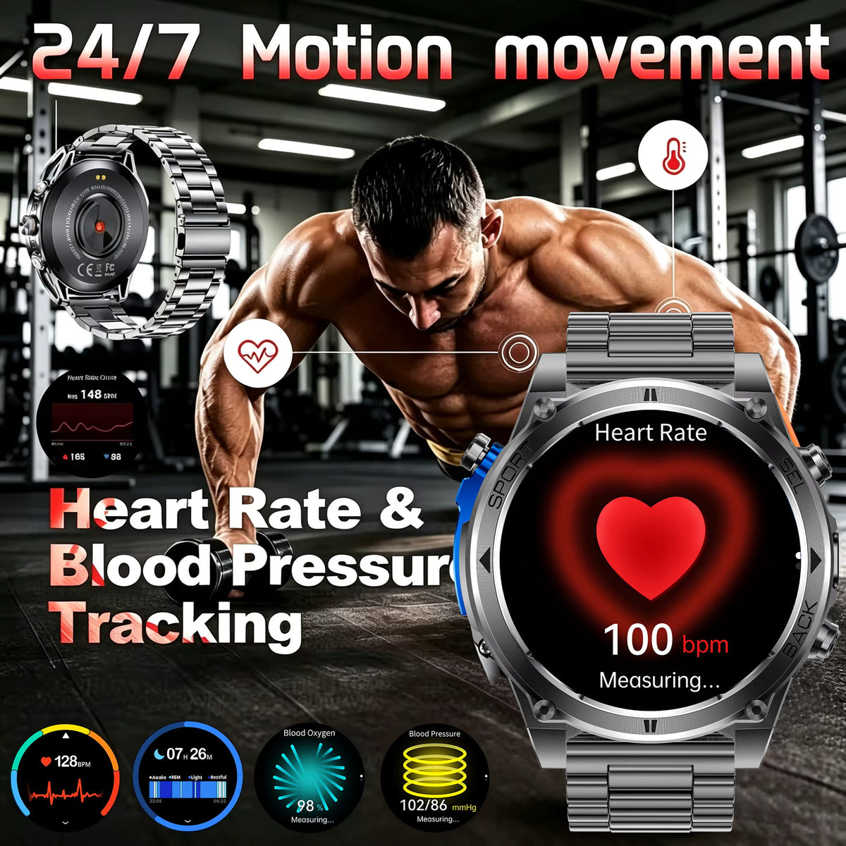 T-RX 4 Ultra Outdoor Smart Watch 1.7inch HD AMOLED GPS Tracking Altitude Barometer Compass Call 170+Sports Modes Smart watch 4