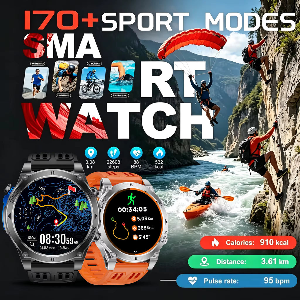 T-RX 4 Ultra Outdoor Smart Watch 1.7inch HD AMOLED GPS Tracking Altitude Barometer Compass Call 170+Sports Modes Smart watch 2