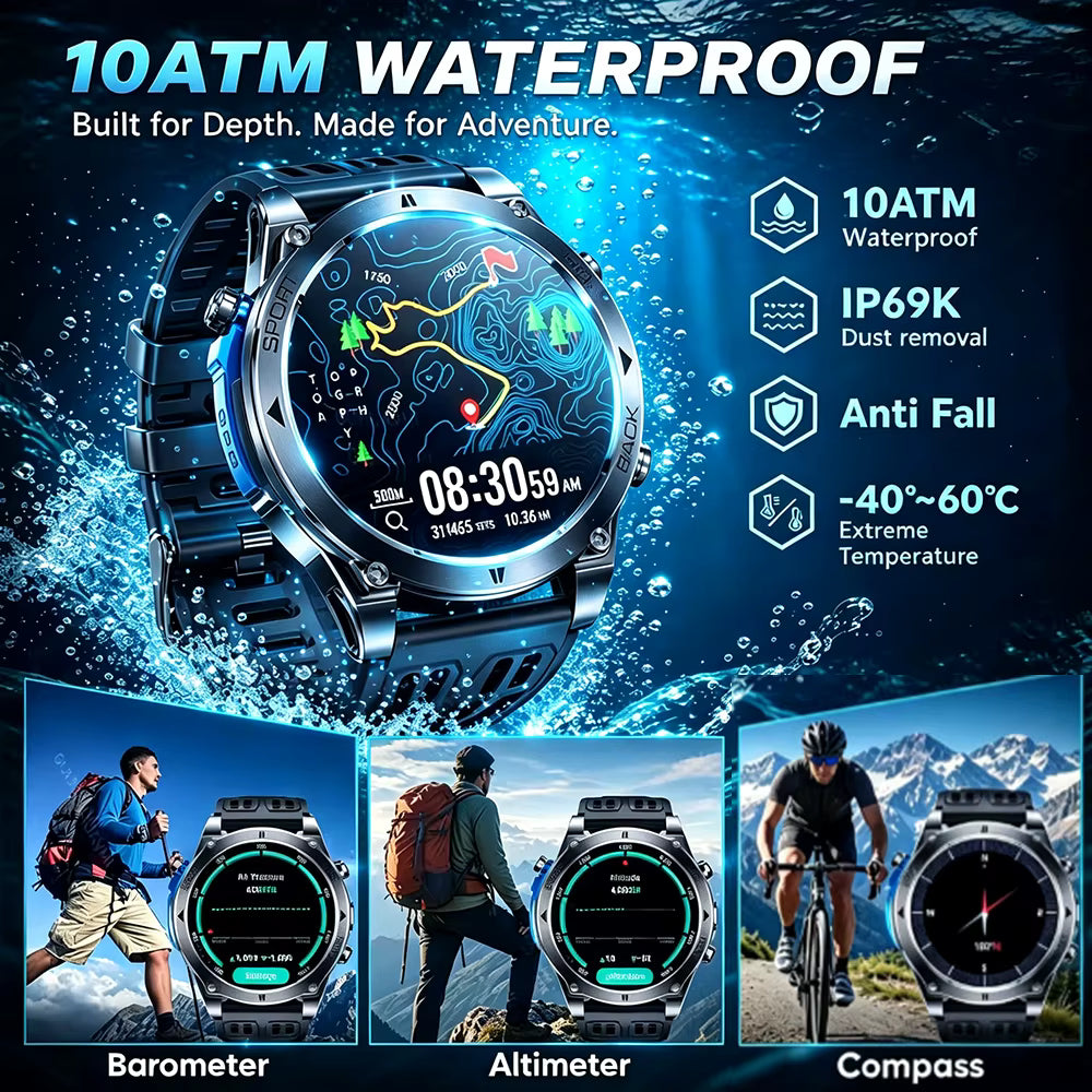 T-RX 4 Ultra Outdoor Smart Watch 1.7inch HD AMOLED GPS Tracking Altitude Barometer Compass Call 170+Sports Modes Smart watch 3