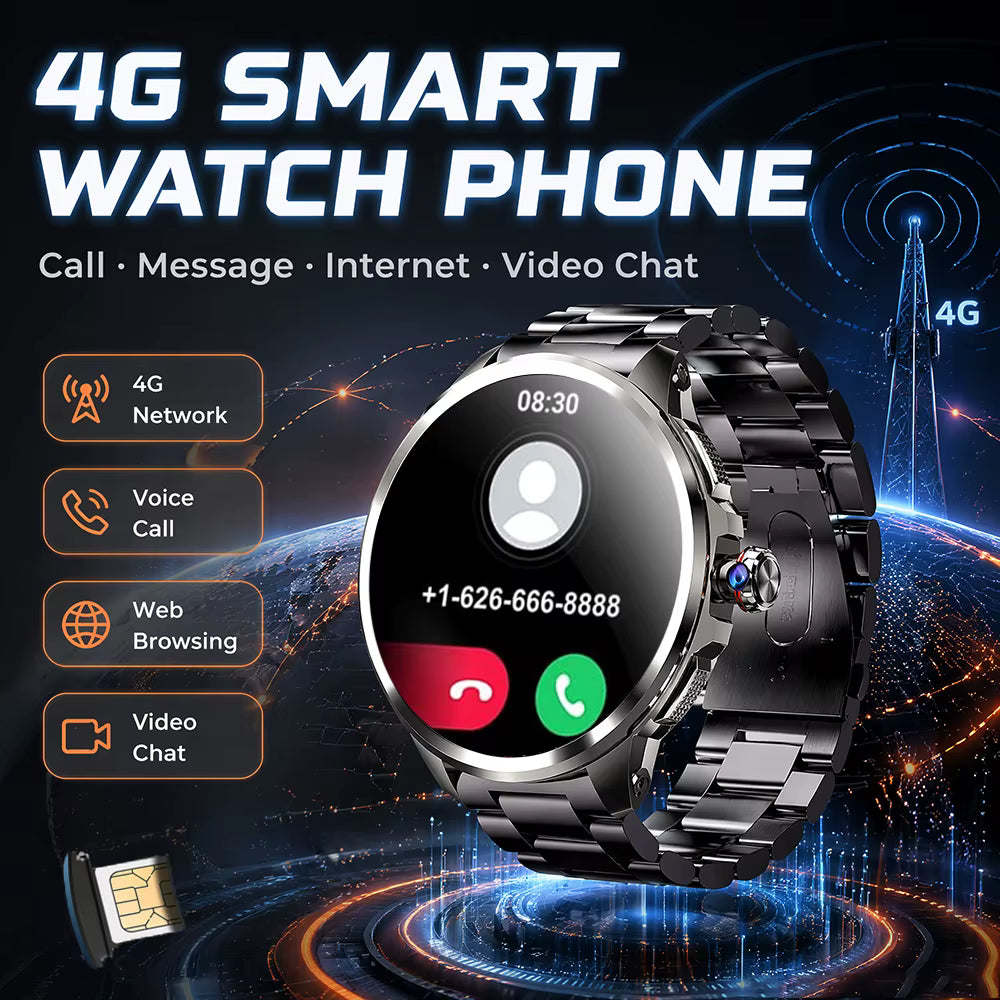 4G/3G Full Network Smart Watch 1.95 inch AMOLED Big Screen HD Video Call 16GB+256GB RAM Google Play Smartwatch WIFI GPS Watches 6