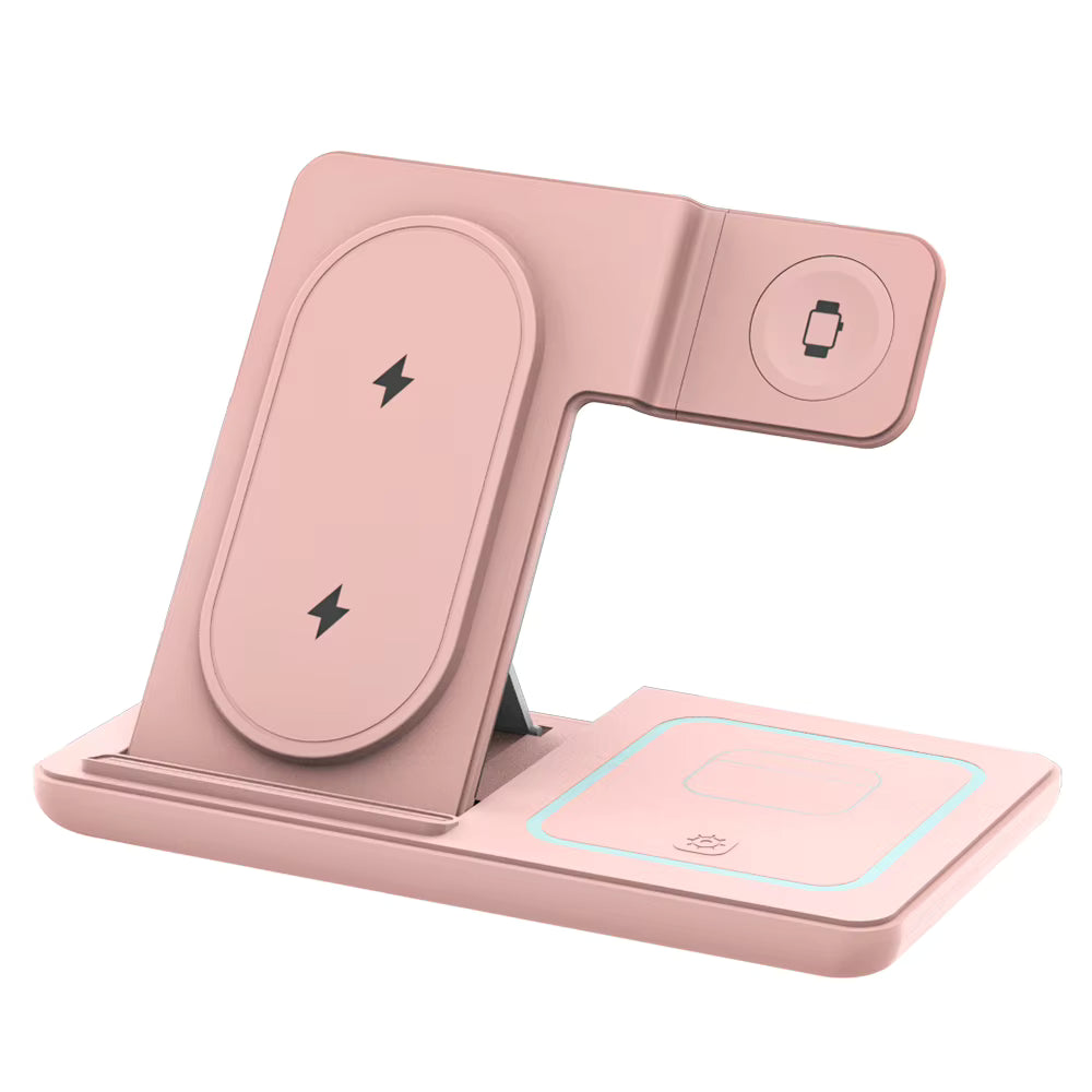3 in 1 Foldable Night Light Wireless Charger Stand For iPhone 17 16 15 14 Apple Watch 2-11 SE Airpods Pro Fast Charging Station 1