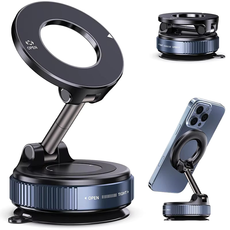 Car Phone Magnetic Stand Mechanical Vacuum Suction Cup Rotate 360° Magnetic Adsorption Bracket Navigation Universal Holder 1