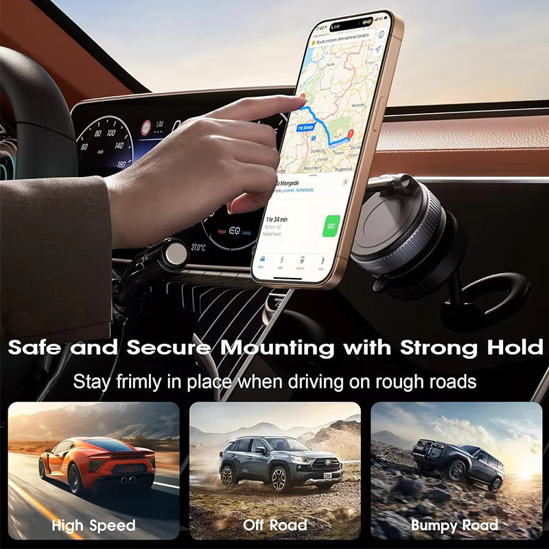 Car Phone Magnetic Stand Mechanical Vacuum Suction Cup Rotate 360° Magnetic Adsorption Bracket Navigation Universal Holder 3