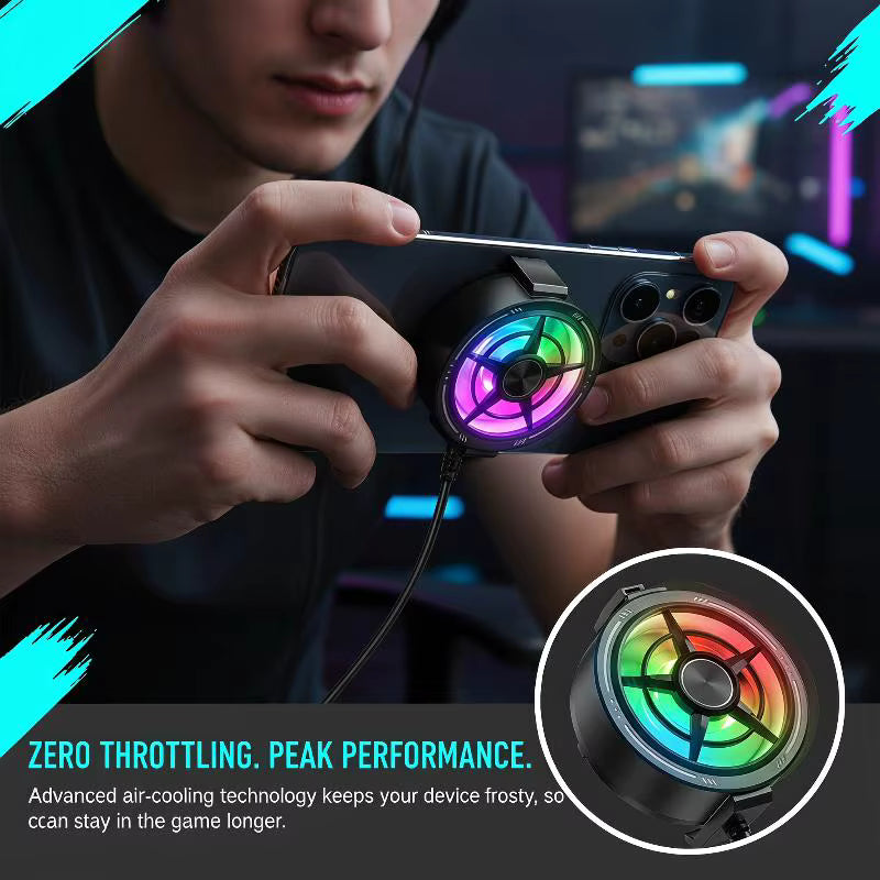 Clip On Phone Cooler Fan Low Noise RGB Light USB Powered Fast Phone Radiator for Outdoor Vlogging Gaming 3