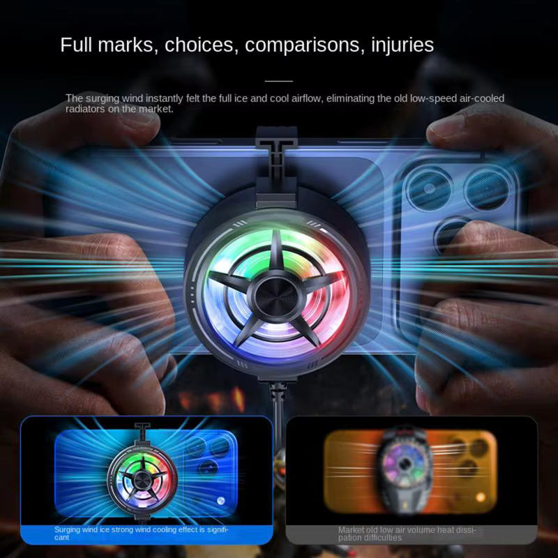 Clip On Phone Cooler Fan Low Noise RGB Light USB Powered Fast Phone Radiator for Outdoor Vlogging Gaming 2