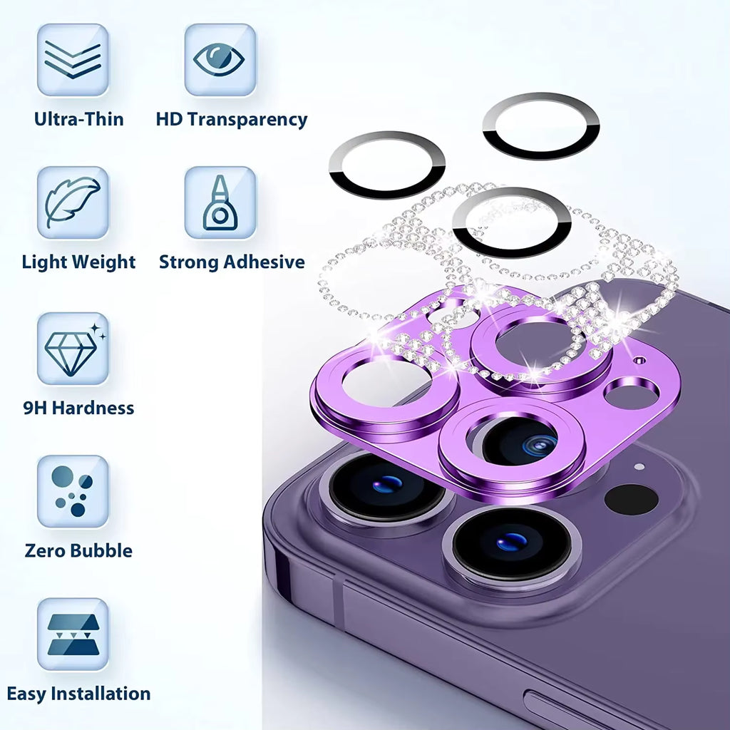 Diamond Camera Lens Protector For IPhone 16 13 12 11 Pro Max Mini Metal Lens Protection For IPhone 15 14 Pro Max 16 Plus Glasses 2