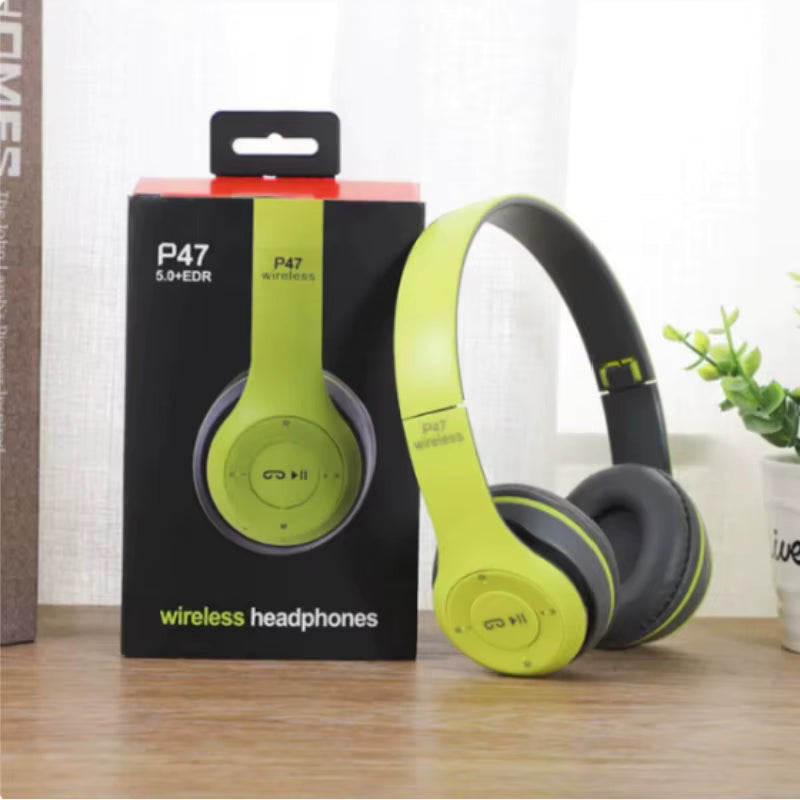 P47 Wireless 5.0 Overhead Bluetooth Headphones for Music with Deep Bass Universal Compatibility High-Quality Sound Earphones