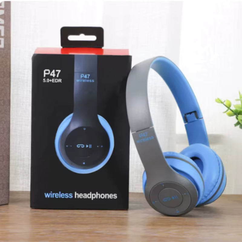 P47 Wireless 5.0 Overhead Bluetooth Headphones for Music with Deep Bass Universal Compatibility High-Quality Sound Earphones