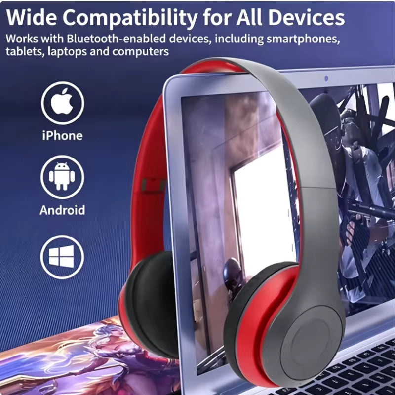 P47 Wireless 5.0 Overhead Bluetooth Headphones for Music with Deep Bass Universal Compatibility High-Quality Sound Earphones 5