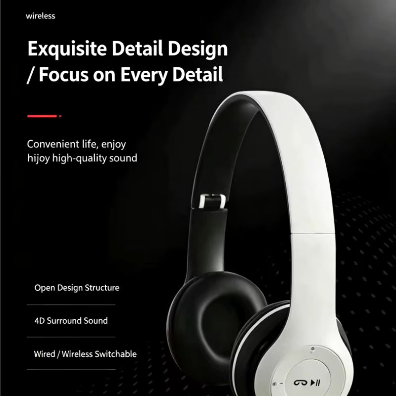 P47 Wireless 5.0 Overhead Bluetooth Headphones for Music with Deep Bass Universal Compatibility High-Quality Sound Earphones 2