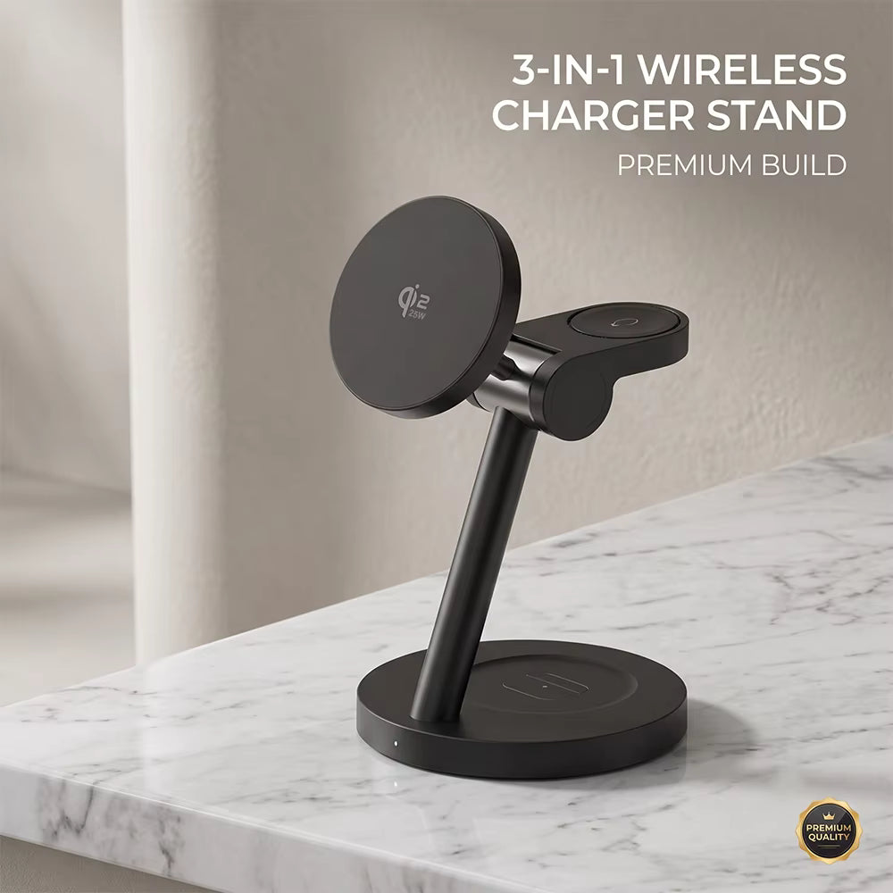 25W Qi2.2 3-in-1 Fast Wireless Charger Stand + 45W Plug For iPhone 17 16 Plus Pro Max Apple Watch Ultra 3 2 S11 S10 AirPods 3