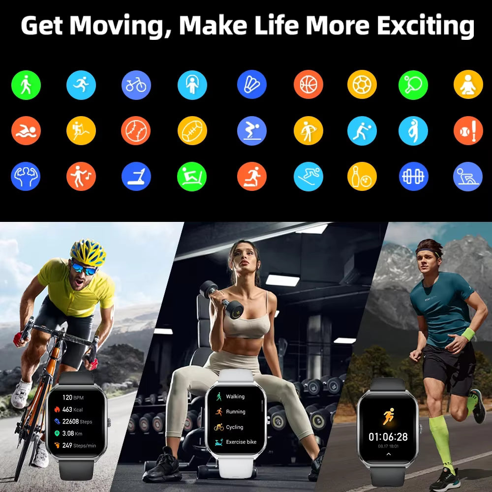 New Ultra Thin Smart Watch Men 1.96' AMOLED HD Pixel Display Always Show Time BT Call Reminder Smartwatch Ladies For Android iOS 6