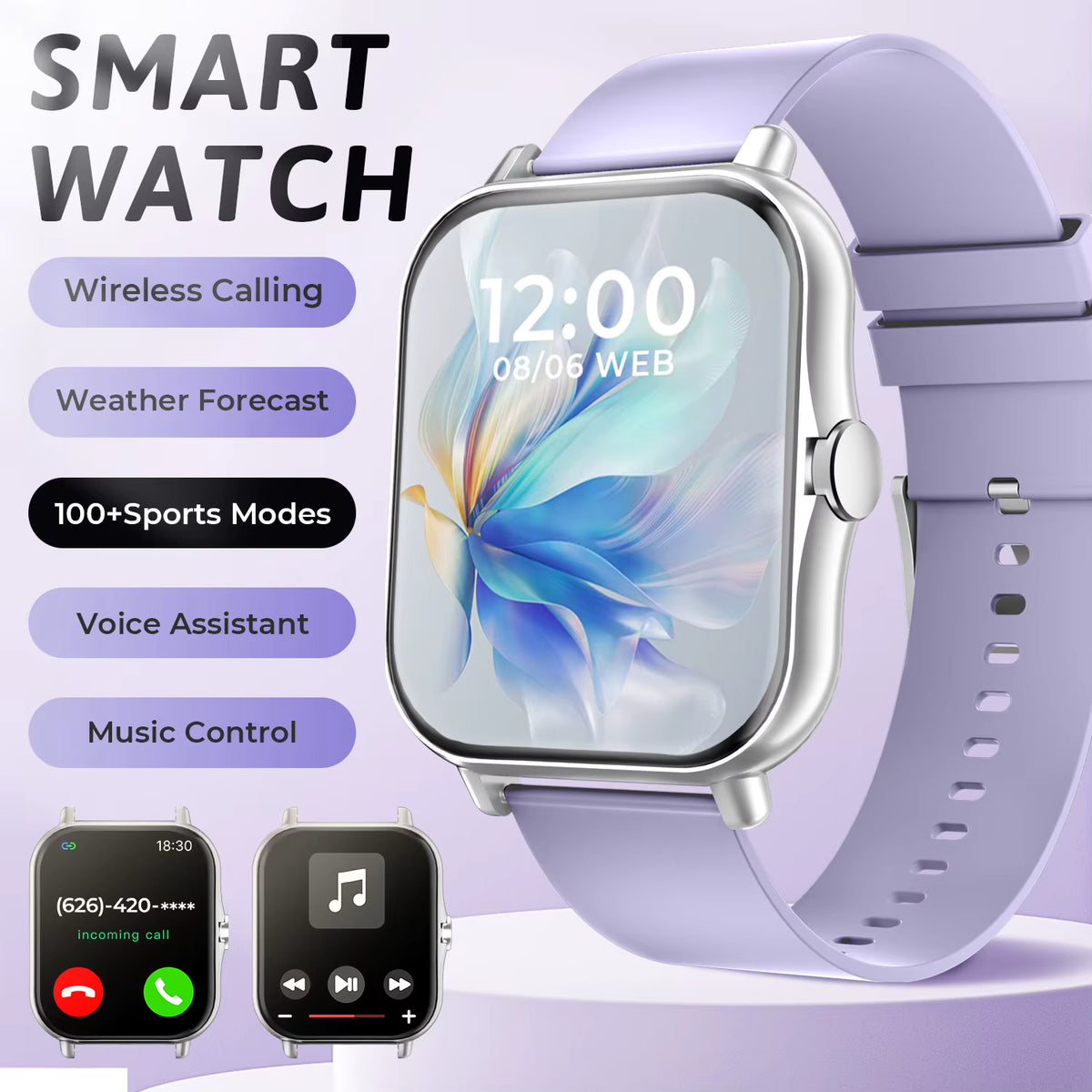 2026 New Smartwatch Bluetooth Call Fitness Tracker Heart Rate Sleep Record Outdoor Sport Watch for Android/IOS Men Women Gift