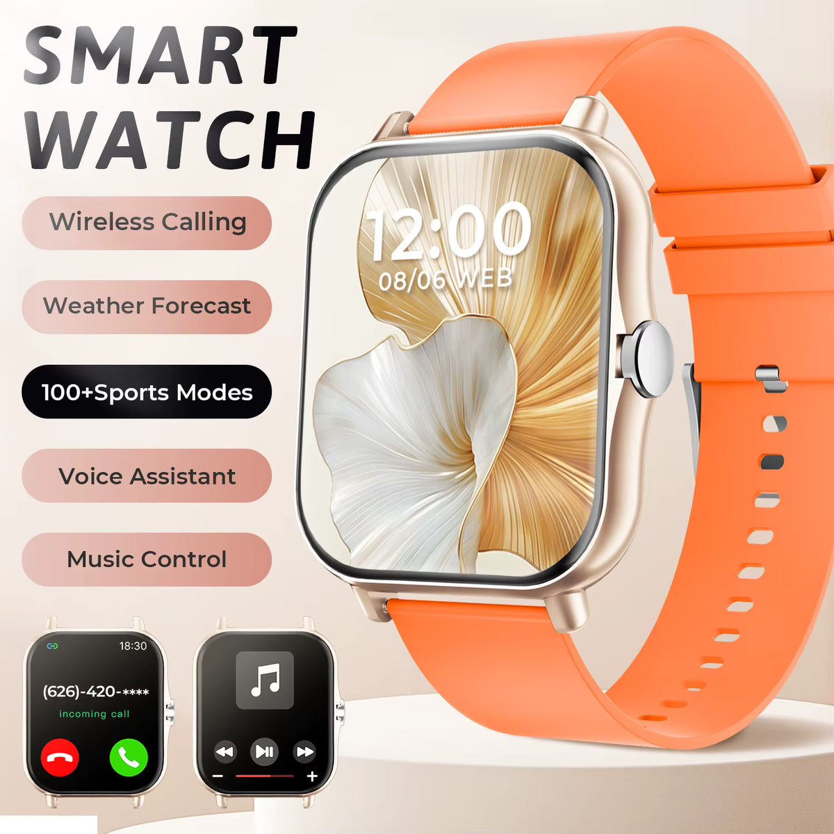 2026 New Smartwatch Bluetooth Call Fitness Tracker Heart Rate Sleep Record Outdoor Sport Watch for Android/IOS Men Women Gift