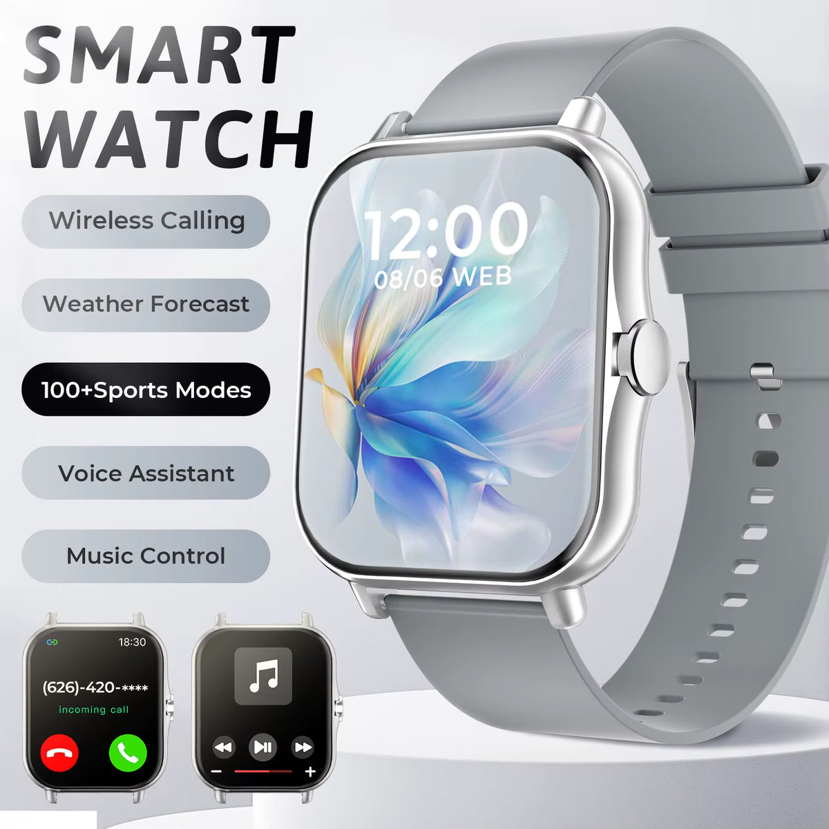 2026 New Smartwatch Bluetooth Call Fitness Tracker Heart Rate Sleep Record Outdoor Sport Watch for Android/IOS Men Women Gift