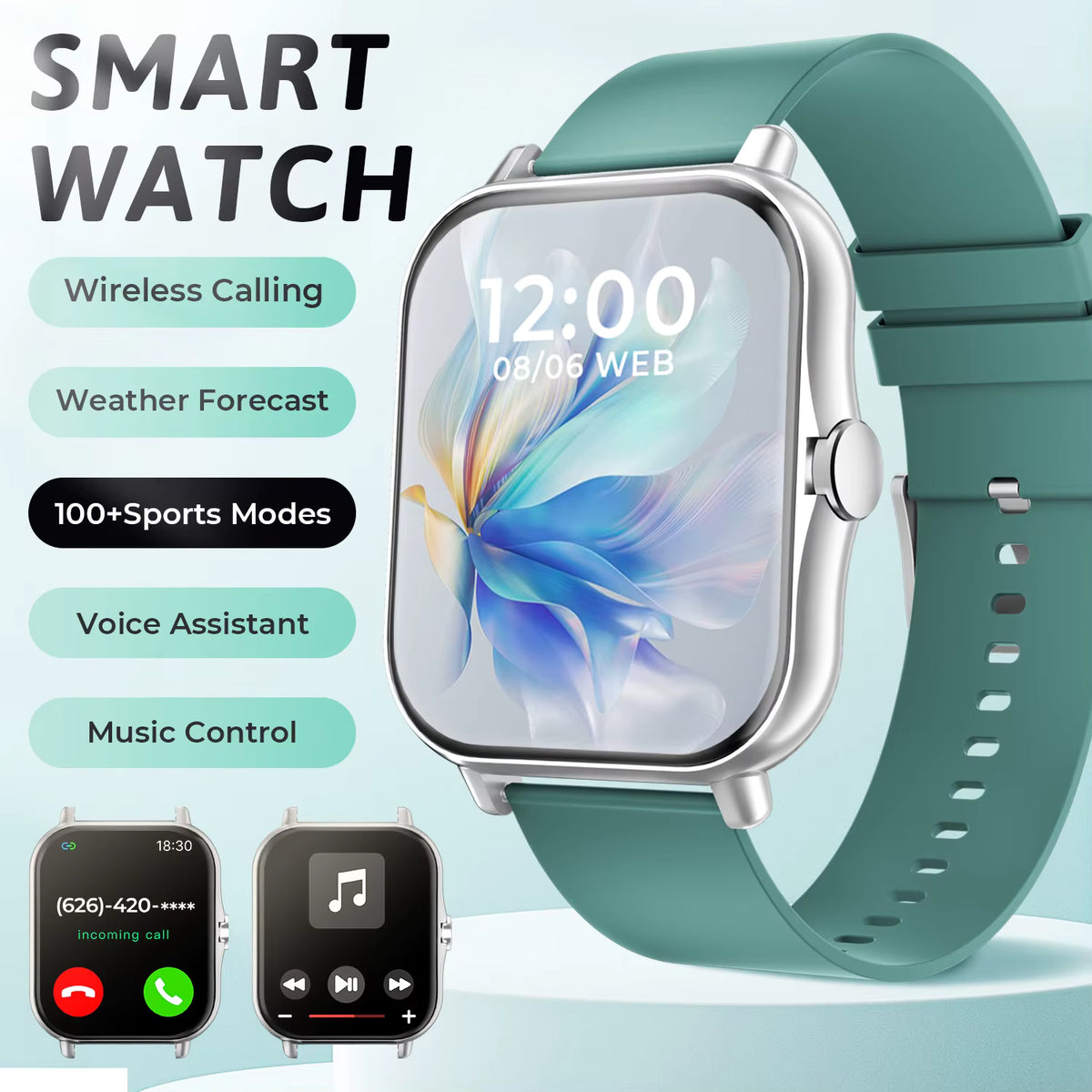 2026 New Smartwatch Bluetooth Call Fitness Tracker Heart Rate Sleep Record Outdoor Sport Watch for Android/IOS Men Women Gift