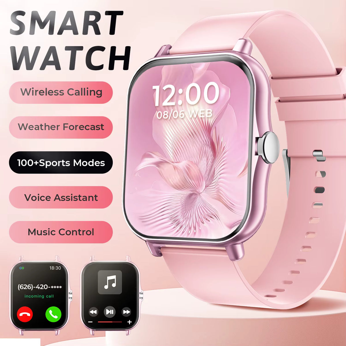 2026 New Smartwatch Bluetooth Call Fitness Tracker Heart Rate Sleep Record Outdoor Sport Watch for Android/IOS Men Women Gift