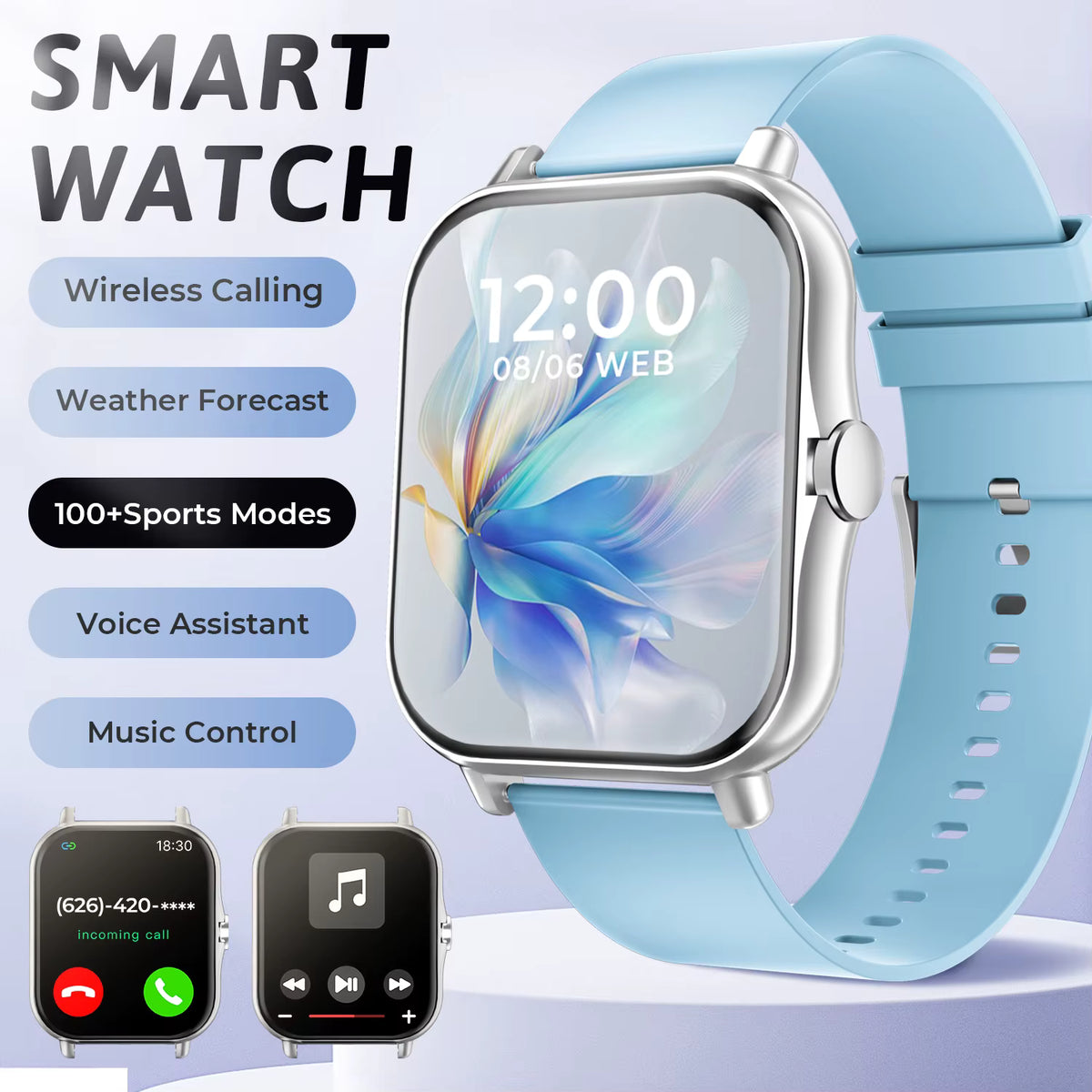 2026 New Smartwatch Bluetooth Call Fitness Tracker Heart Rate Sleep Record Outdoor Sport Watch for Android/IOS Men Women Gift