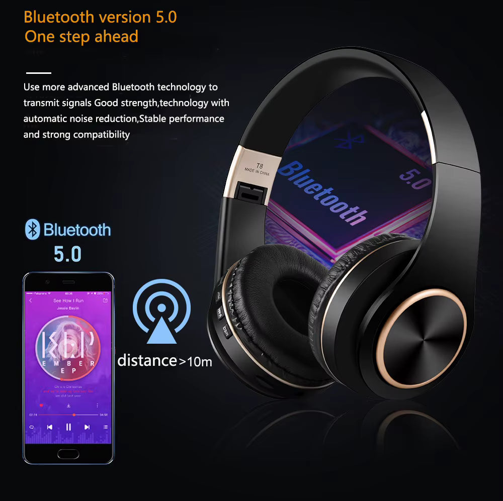 EOENKK T8 Wireless Headphones Bluetooth 5.3 Stereo Surround Sound Foldable Sport Low Latency Gaming Headset With Noise Reduction 6