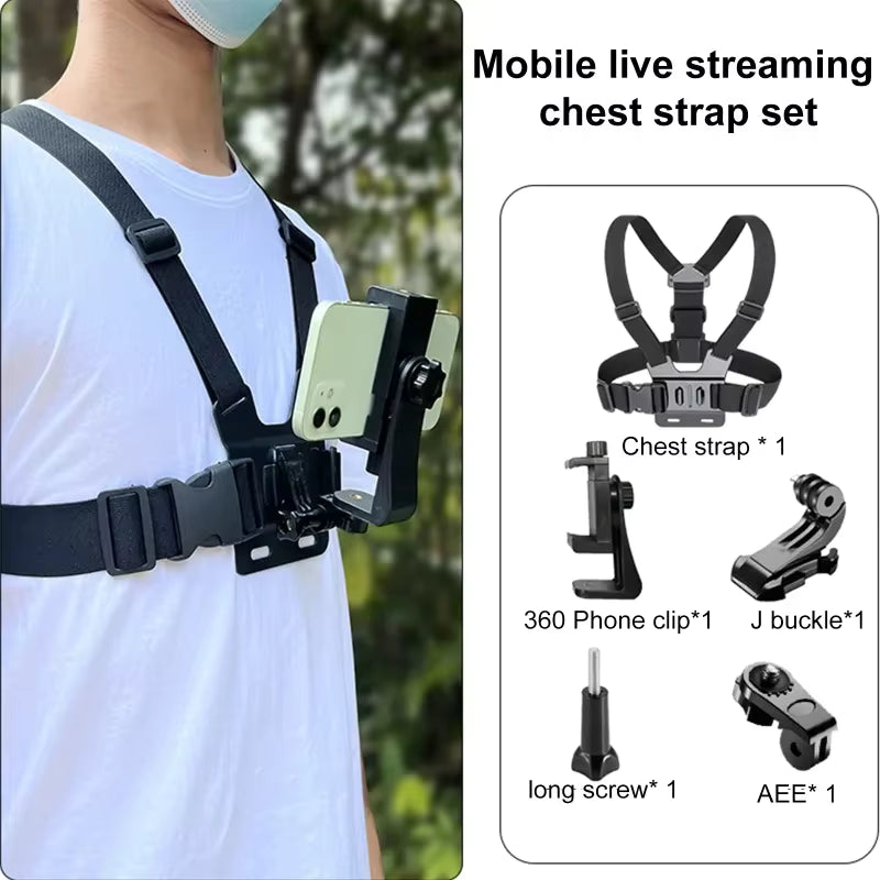 5 in 1 Mobile Phone Chest Strap Mounting Holder First Angle Video Record Life Phone Bracket Fixed Live Broadcast Accessories 5