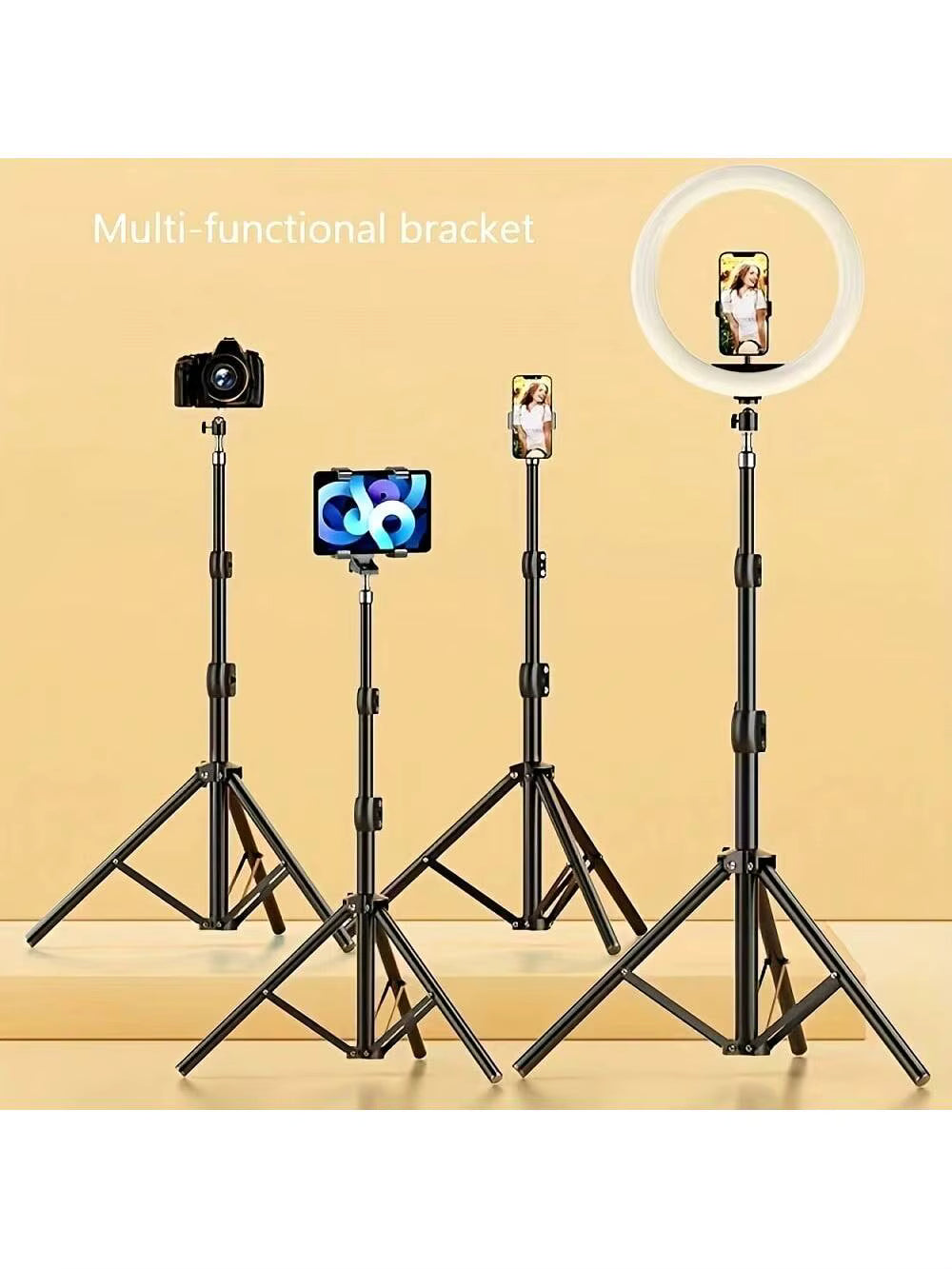 1pc 63-inch With Foldable Tripod & Phone Holder Clip 160.02 Cm Multifunctional Tripod, Tripod For Phone And Camera 4