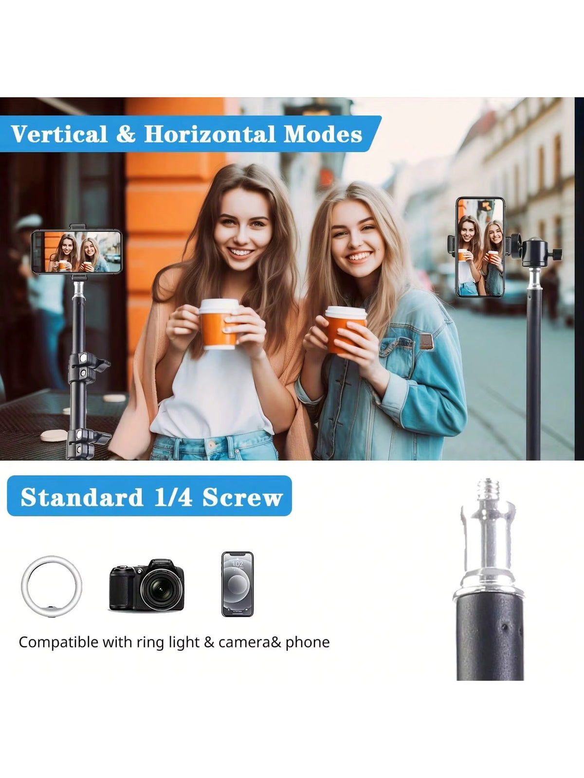 1pc 63-inch With Foldable Tripod & Phone Holder Clip 160.02 Cm Multifunctional Tripod, Tripod For Phone And Camera 3