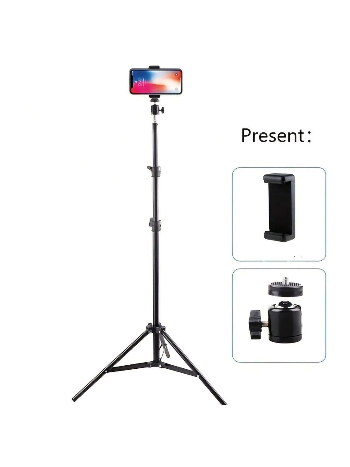 1pc 63-inch With Foldable Tripod & Phone Holder Clip 160.02 Cm Multifunctional Tripod, Tripod For Phone And Camera 1