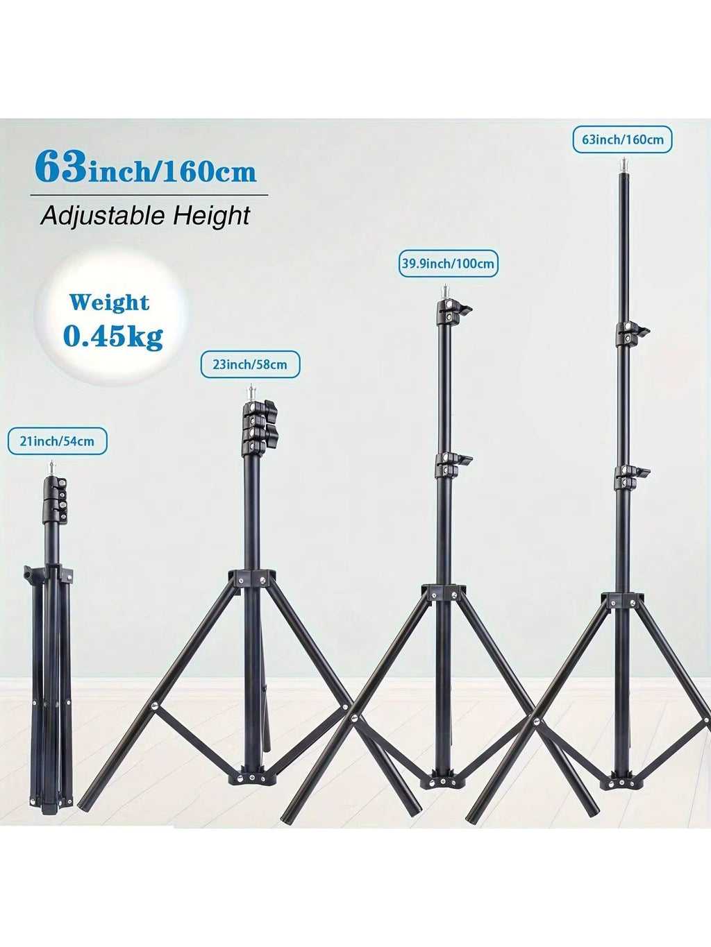 1pc 63-inch With Foldable Tripod & Phone Holder Clip 160.02 Cm Multifunctional Tripod, Tripod For Phone And Camera 5